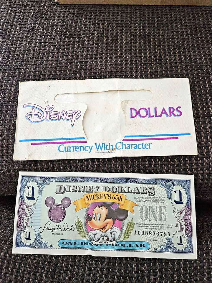 Rare 1993 Series A $1 Disney Dollar - Mickey's 65th Birthday w/