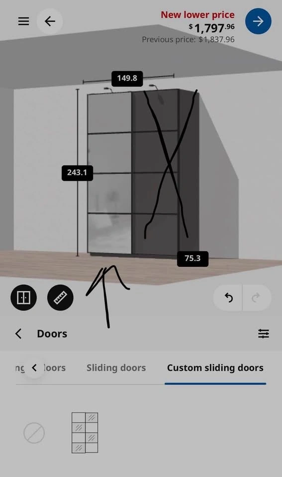 IKEA Sliding Mirror Door for PAX Wardrobe