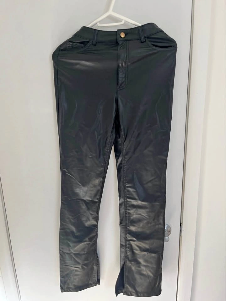 Zara Split Hen Straight Leg PU Leather Pants US 4