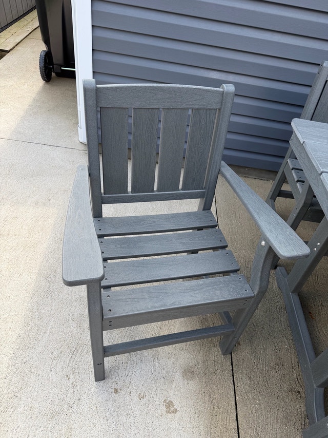 HDPE Patio Table with 4 Chairs - Grey - photo 2