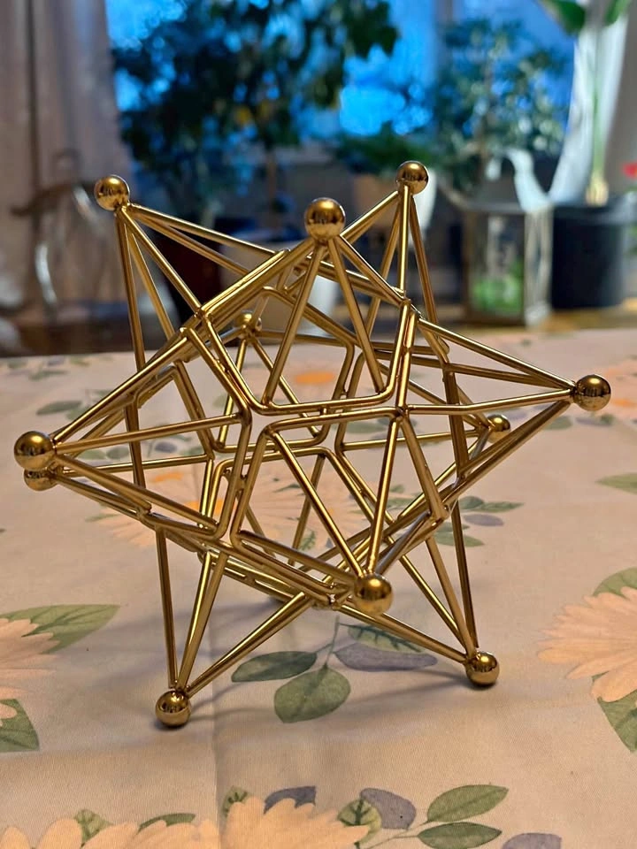 Gold Geometric Star Sculpture - Modern Home/Office Decor