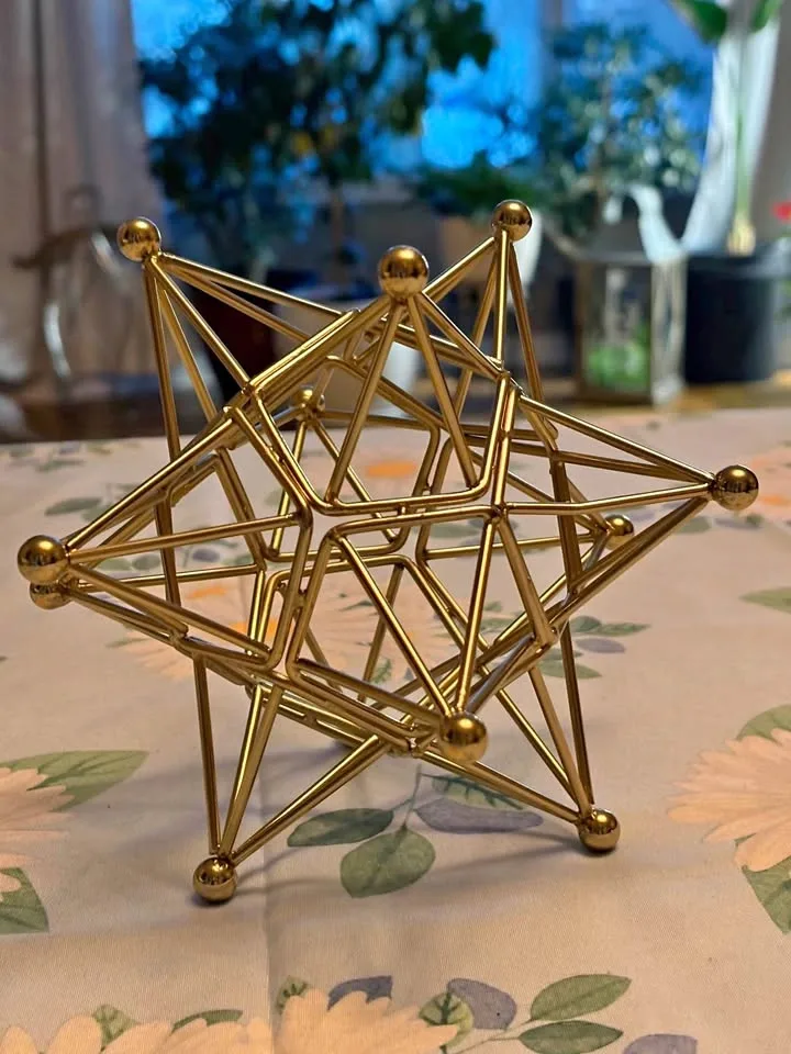 Gold Geometric Star Sculpture - Modern Home/Office Decor