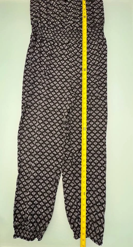 La Vie en Rose Aqua Strapless Jumpsuit - Black/White Palm - XL - photo 5