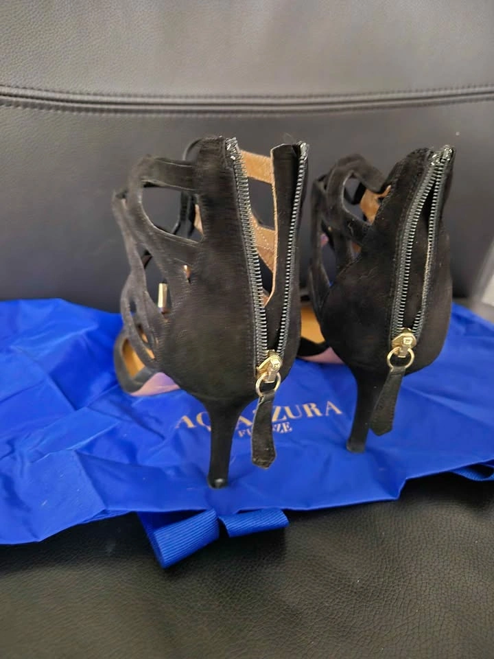 Aquazzura Belgravia black suede lace-up pumps. Size EU37 - photo 3