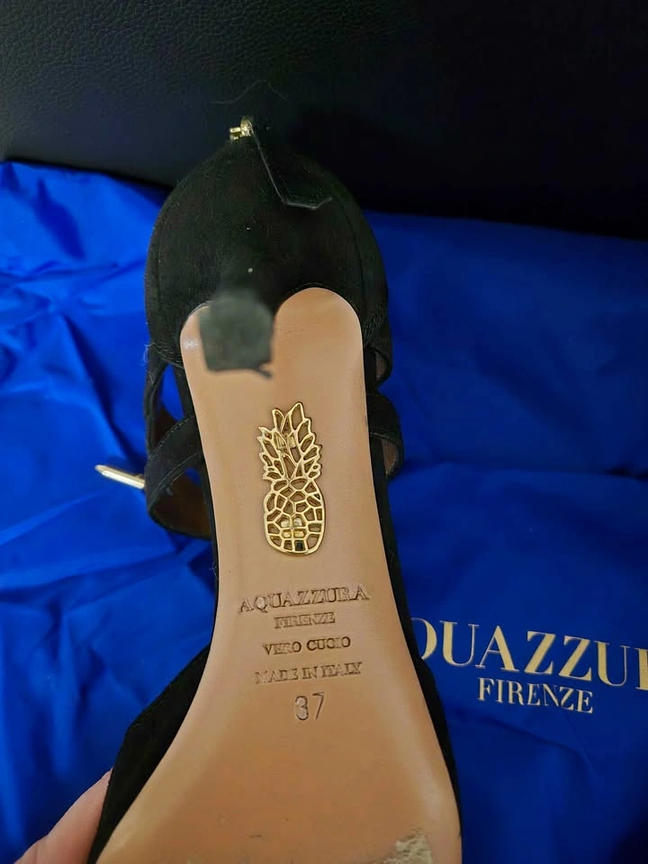 Aquazzura Belgravia black suede lace-up pumps. Size EU37 - photo 4