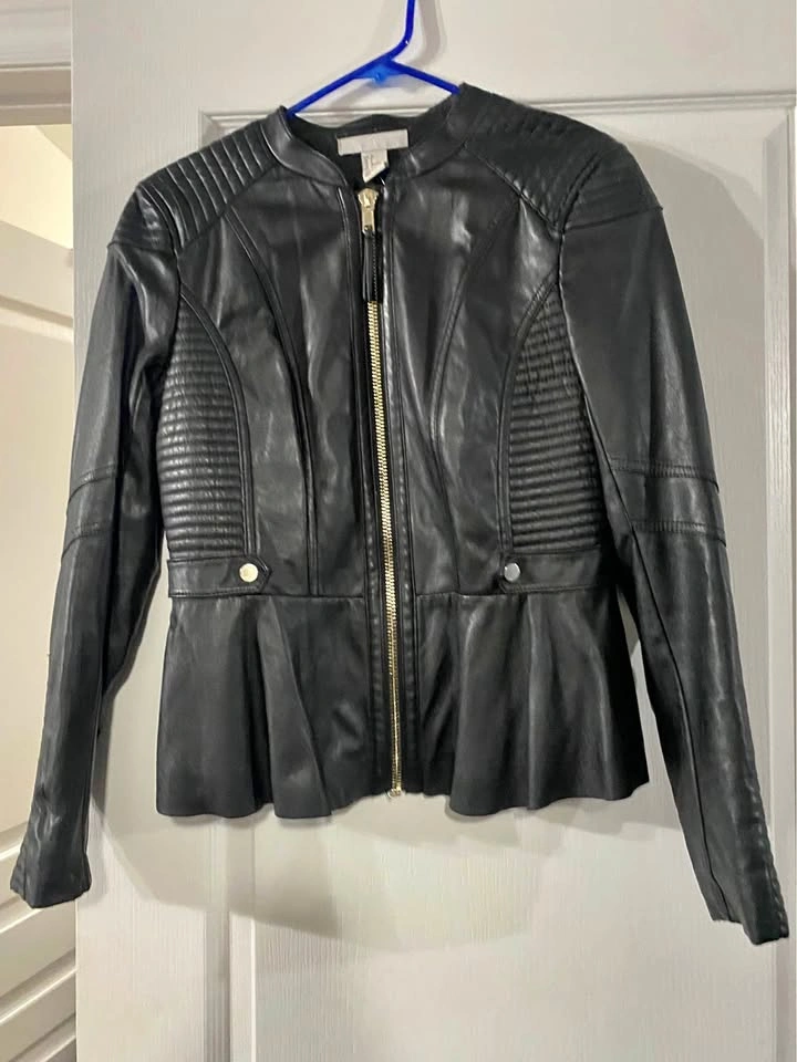 H&M Leather-Like Peplum Coat