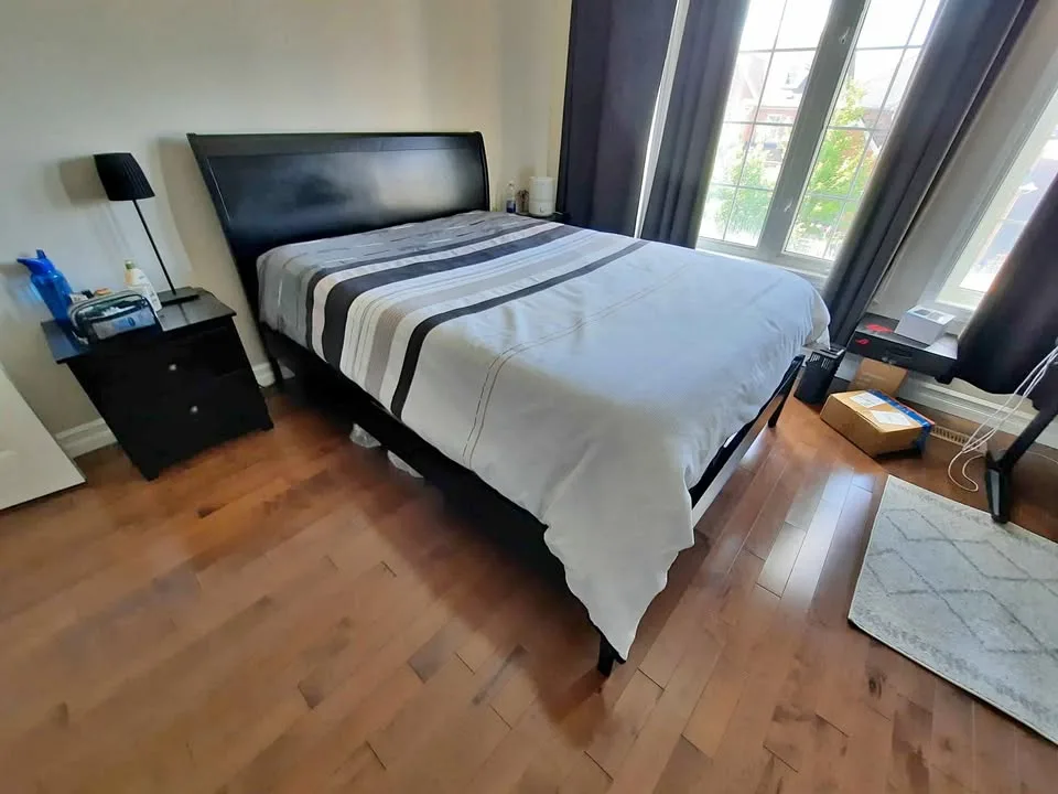 Queen Size bed. Black Solid wood - with optional box spring thumbnail
