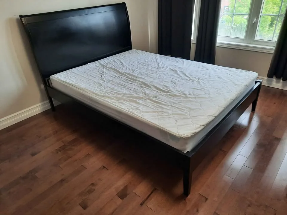 Queen Size bed. Black Solid wood - with optional box spring image indicator(3)