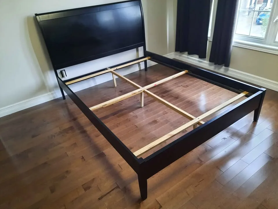 Queen Size bed. Black Solid wood - with optional box spring image indicator(4)