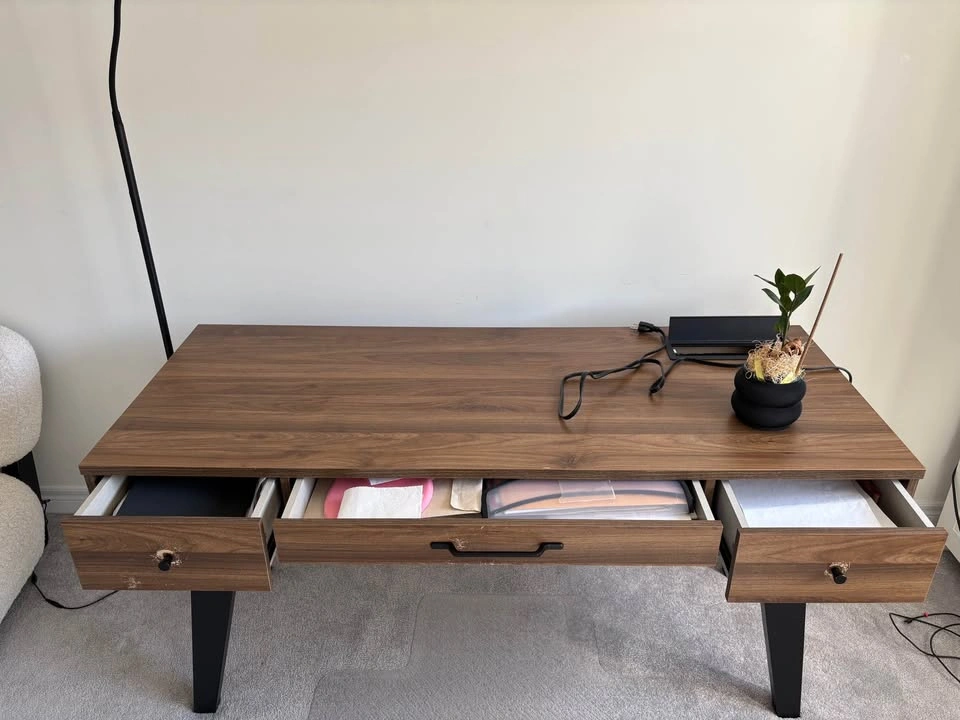 Work or Study Table with Power Bar - Natural Walnut - photo 3