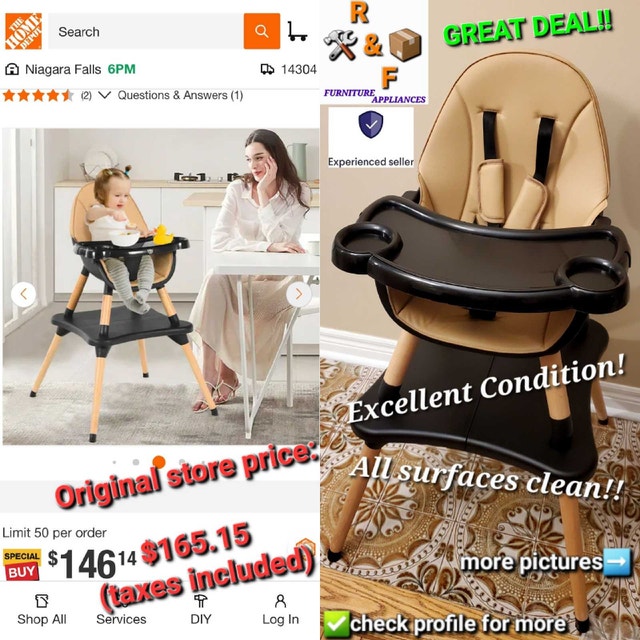 ✴️ 5-in-1 Eat and Grow High Convertible Chair