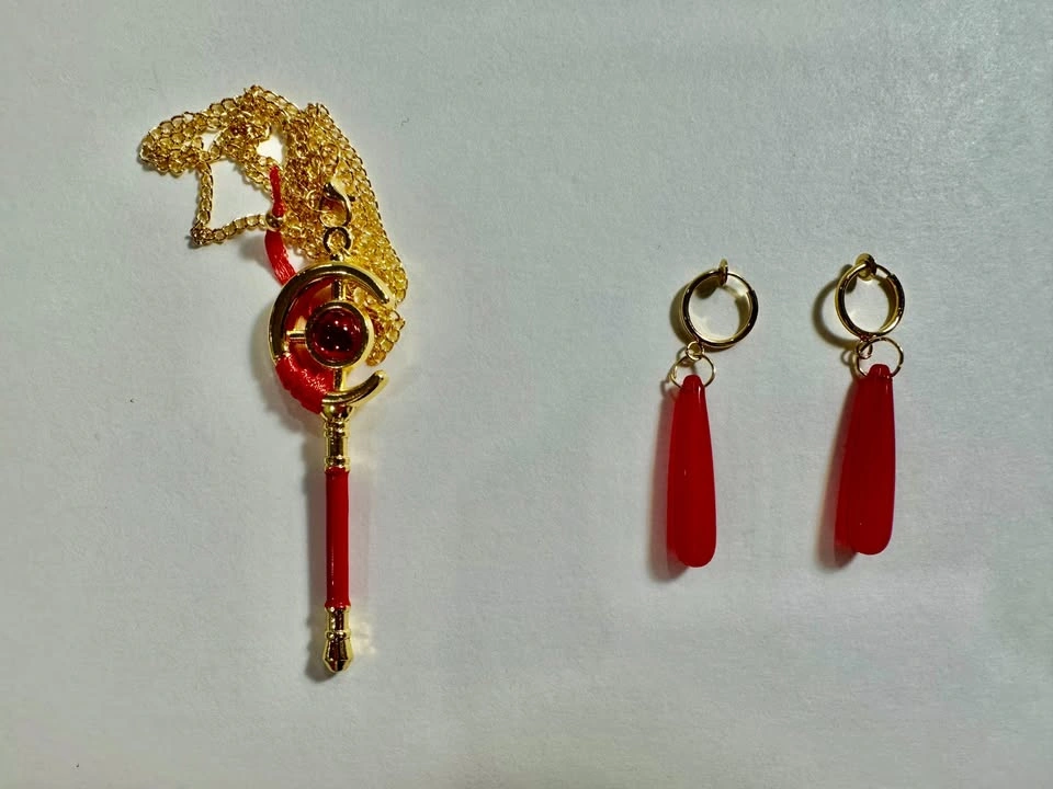 Frieren Authentic Gold Necklace/Pendant & Earrings - photo 2