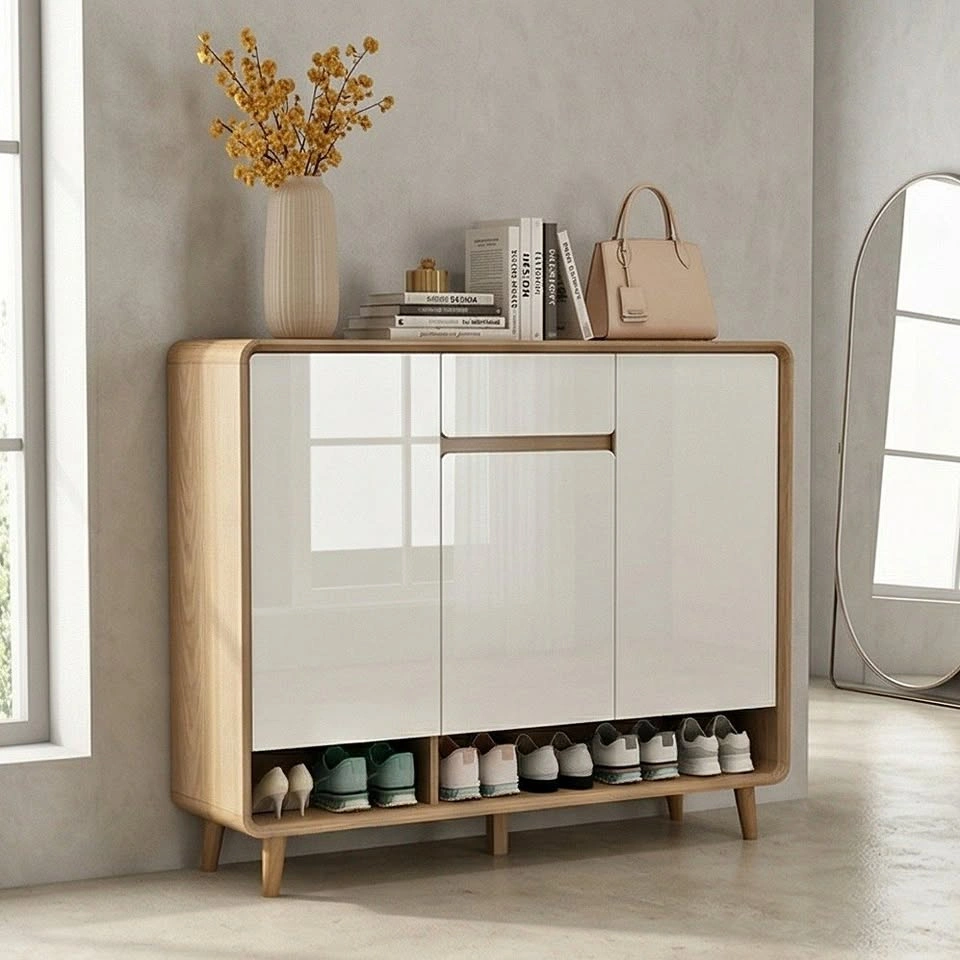 Nordic Wooden Door Shoe Cabinet - Entryway Storage Organizer