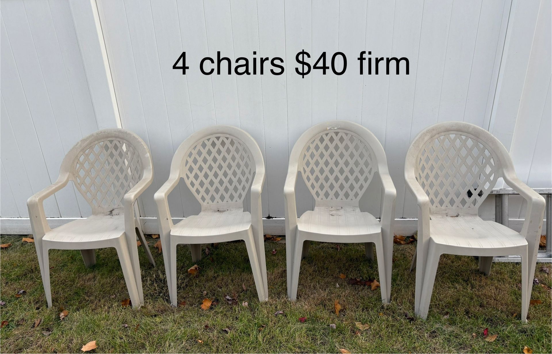 4 Tan Hard Plastic Chairs