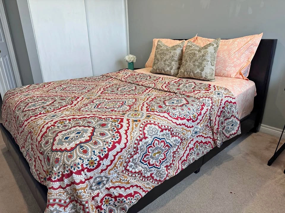 Queen Bed Frame with 16” Posturepedic Mattress