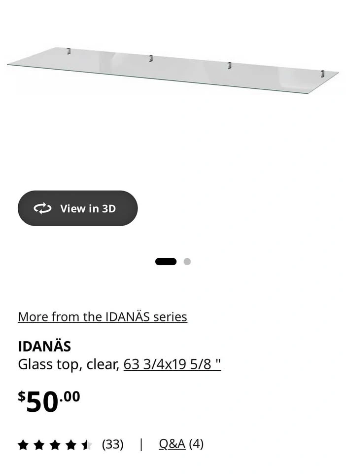IKEA 6 Dresser Glass Topper