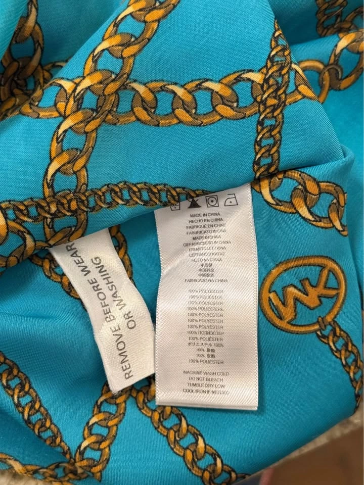 Michael Kors Chain Scarf Print Handkerchief Maxi Dress Turquoise - photo 3