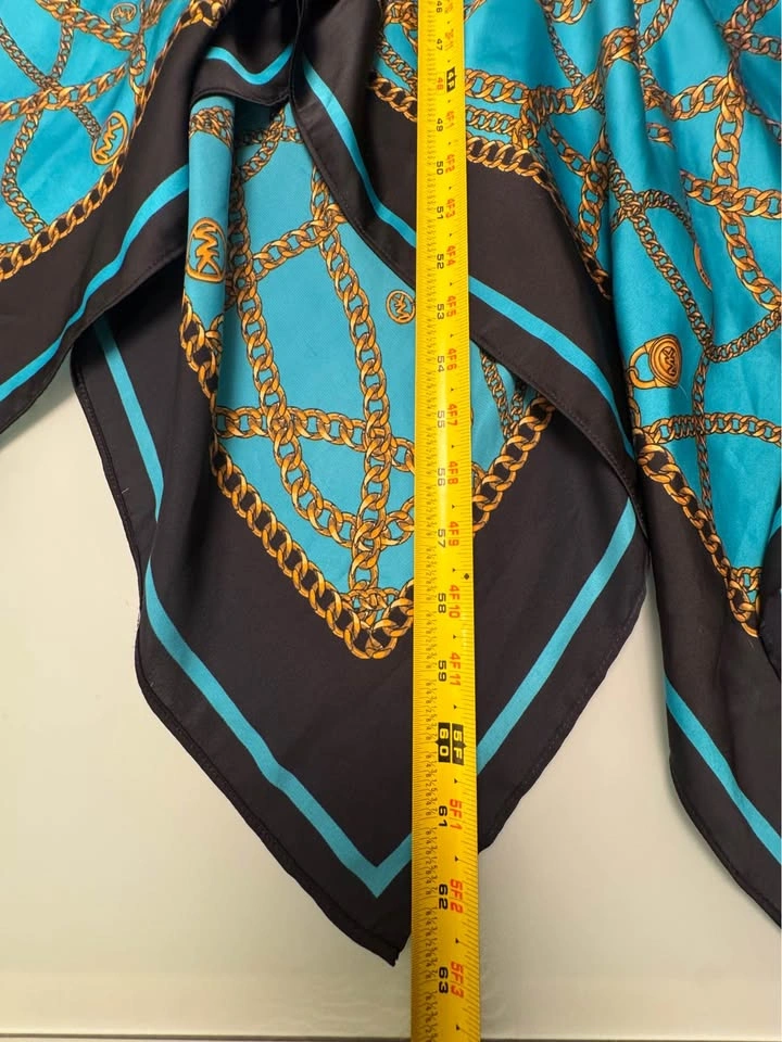 Michael Kors Chain Scarf Print Handkerchief Maxi Dress Turquoise - photo 4