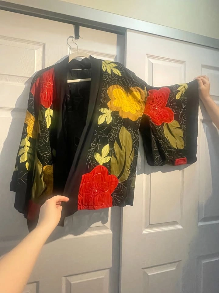 CHICO's Design Appliquéd & Embroidered Sheer Rayon Kimono Jacket
