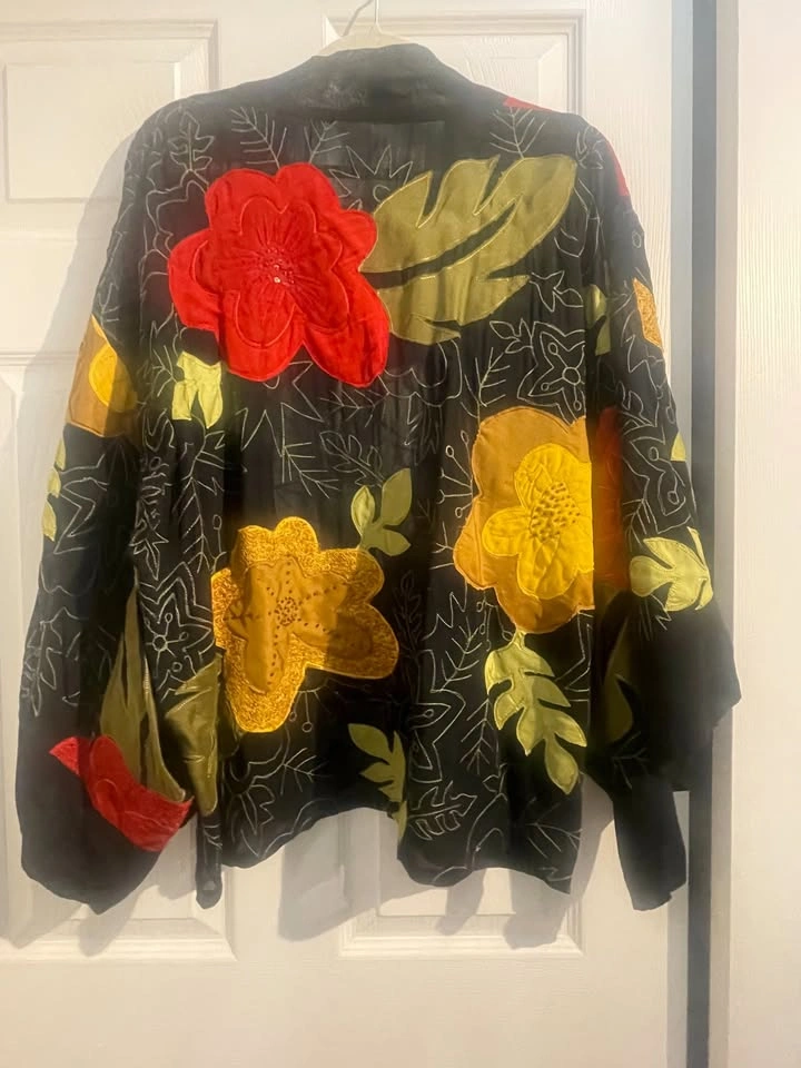 CHICO's Design Appliquéd & Embroidered Sheer Rayon Kimono Jacket - photo 4