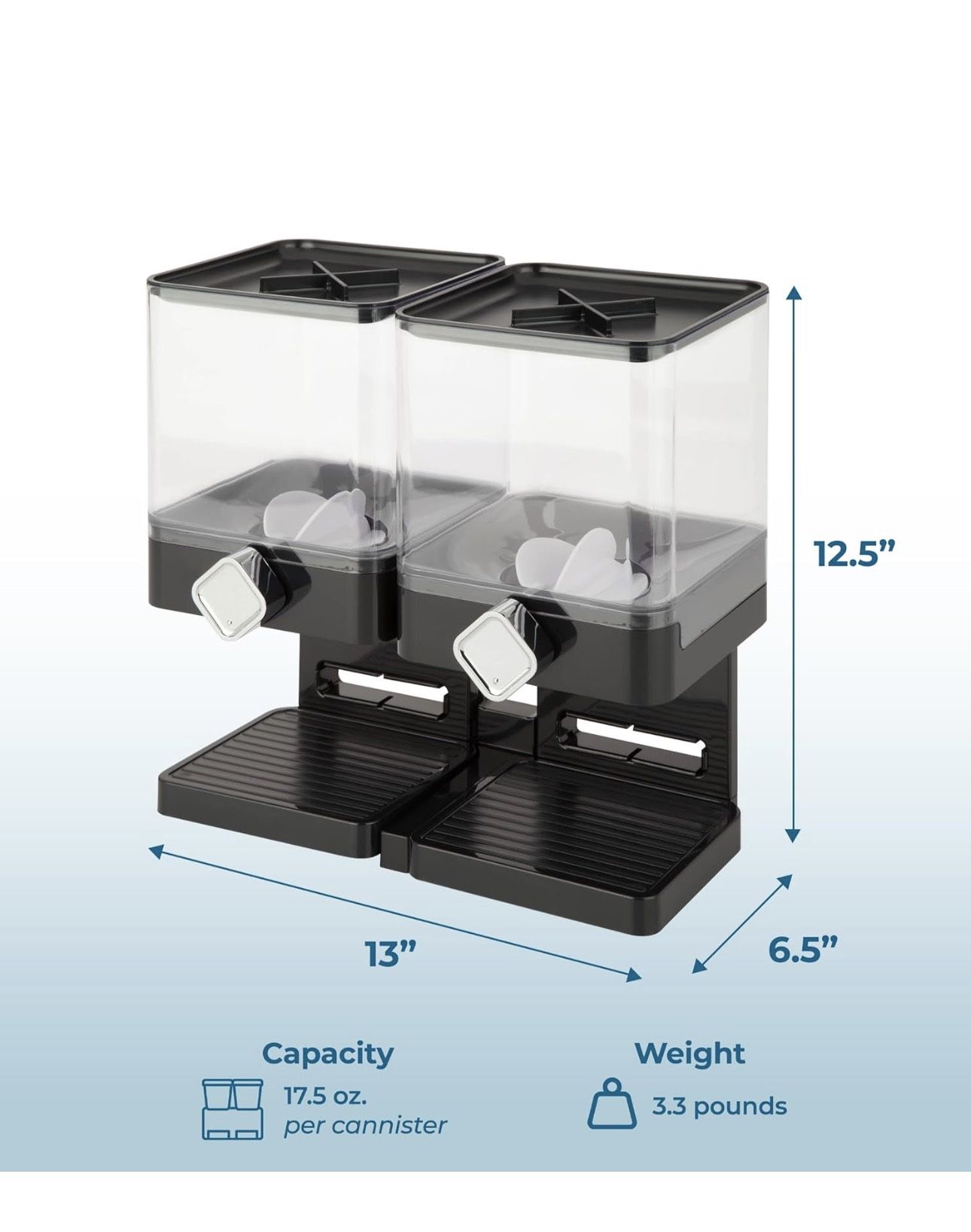 Honey-Can-Do Dual Dry Food Dispenser Black/Chrome - photo 2