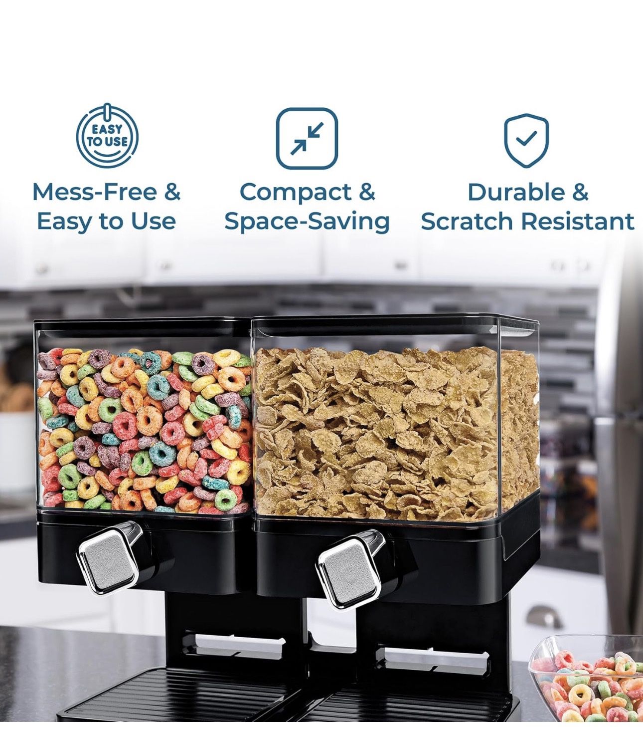 Honey-Can-Do Dual Dry Food Dispenser Black/Chrome - photo 3