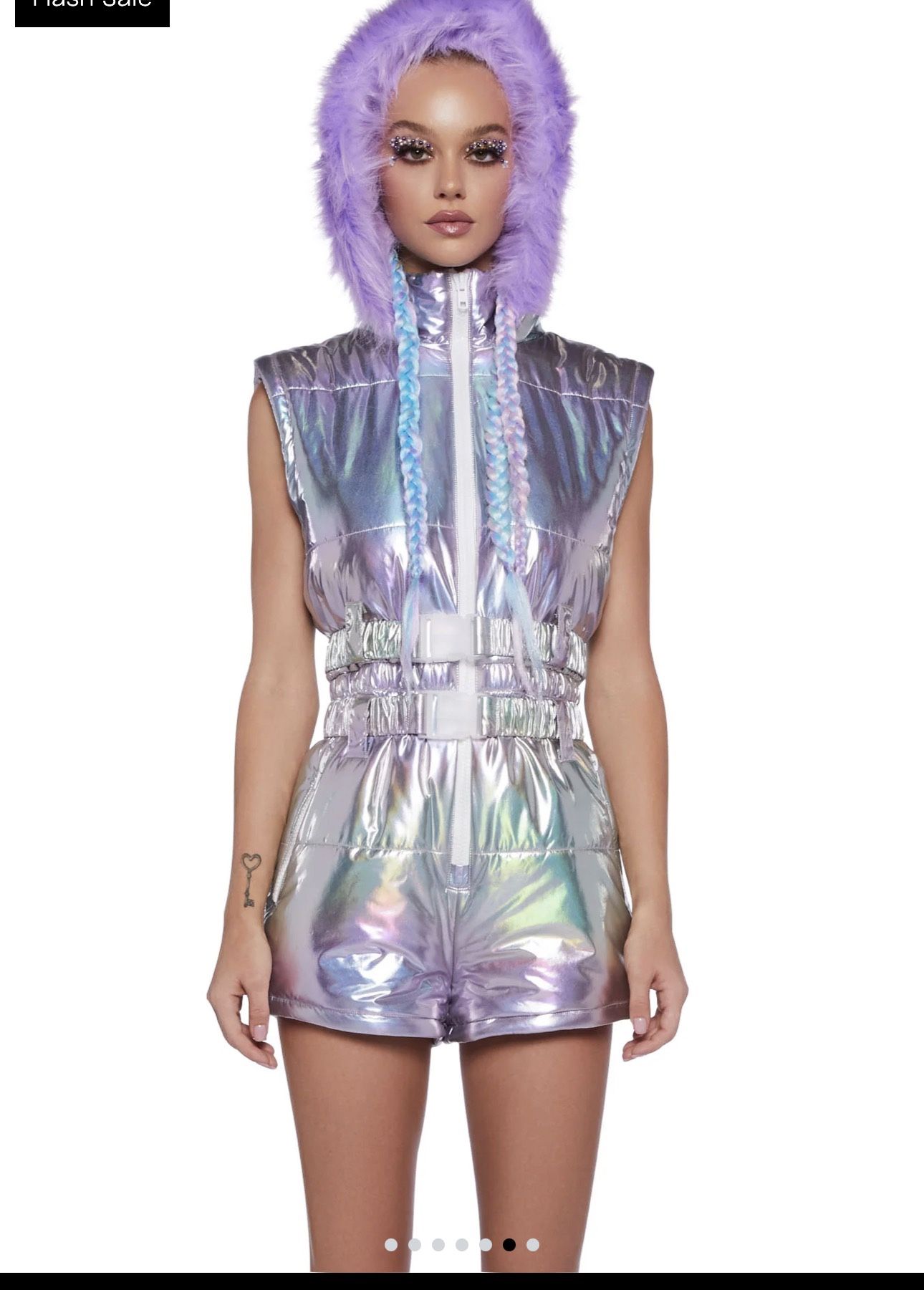 Club Exx Aurora Beam Holographic Snowsuit - Lavender