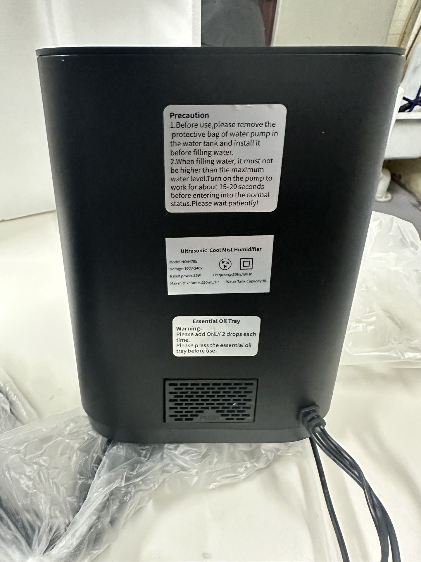 NEW 8L Hiswelle H785 Tower Humidifier - Cool Mist - photo 2