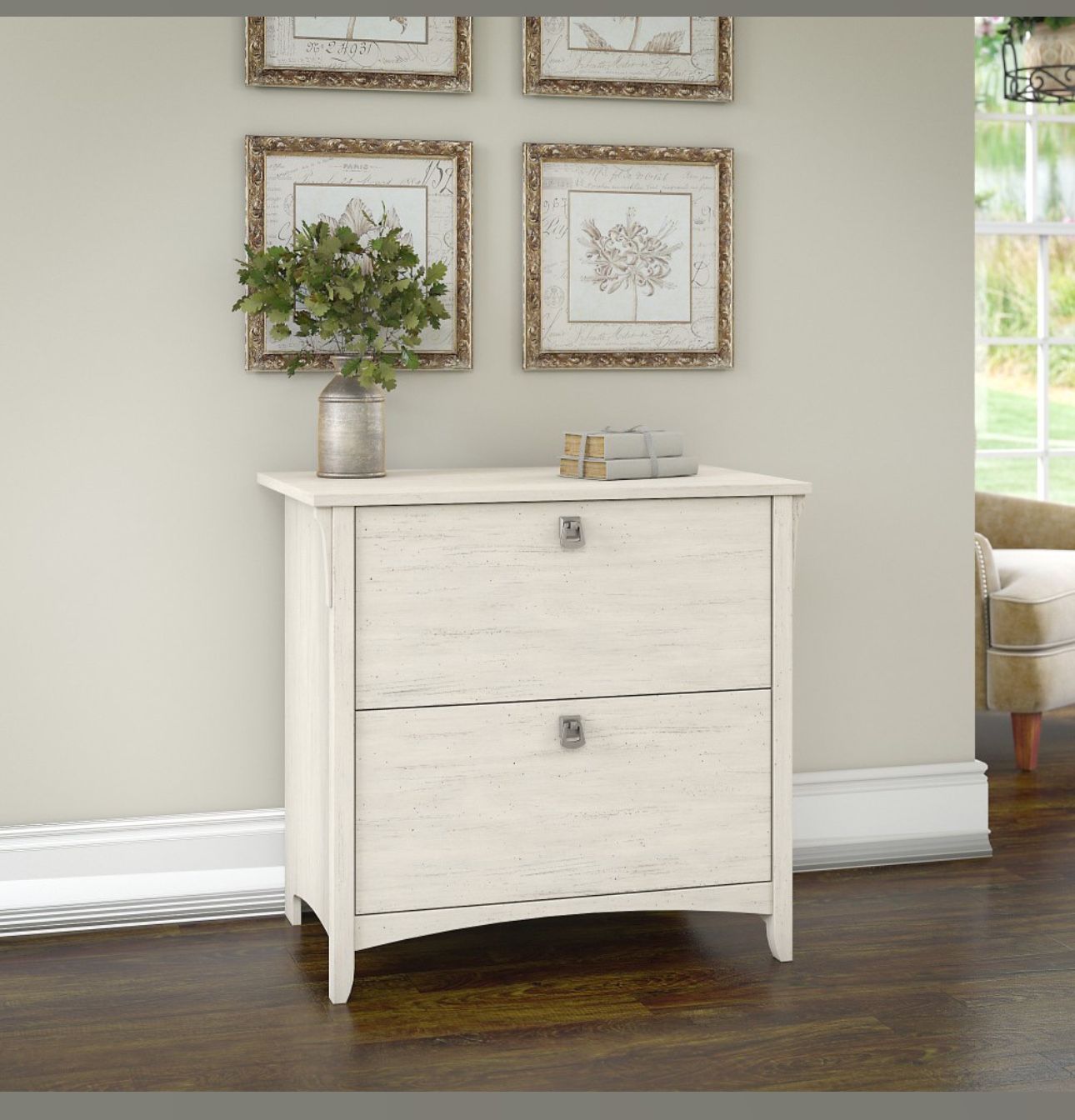 BUSH FURNITURE - SALINAS LATERAL FILE CABINET IN ANTIQUE WHITE - - photo 2