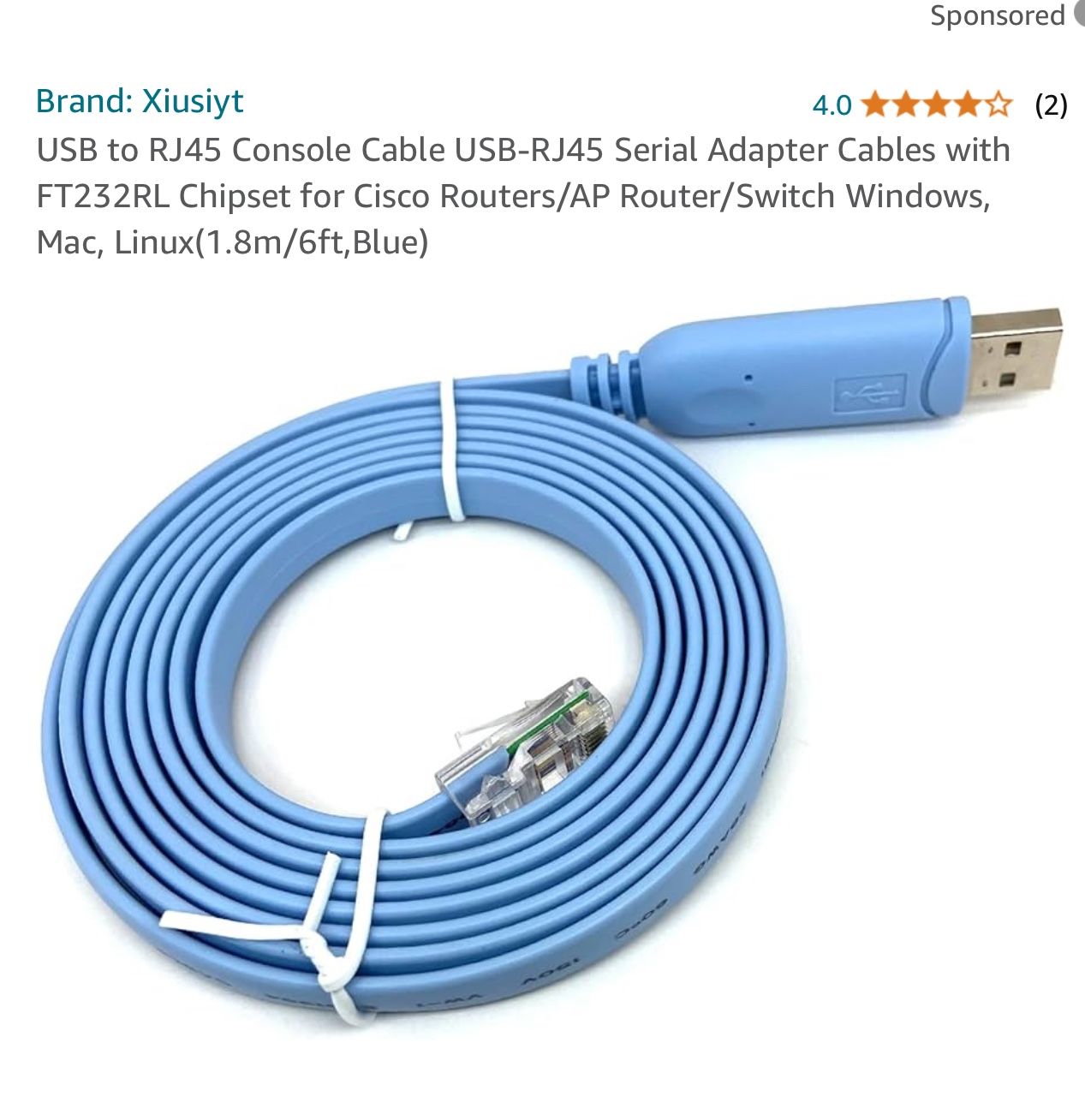 USB to RJ45 Console Cable for Cisco Routers/Switches