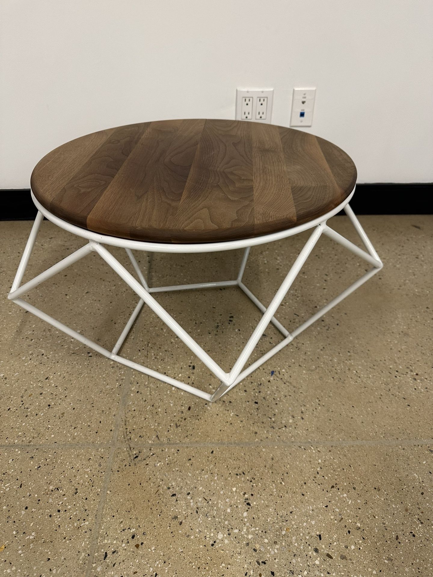 Round Wooden and Metal Coffee Table