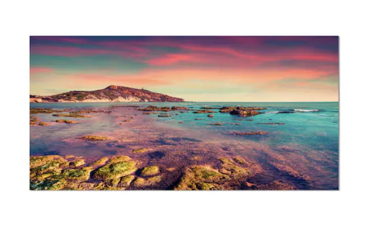 Giallonardo Beach Colorful Sunset Seashore Photo Canvas Print