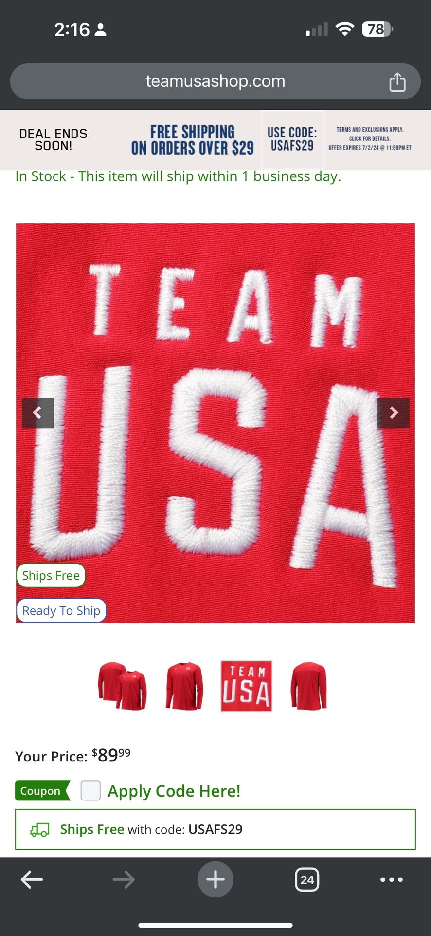 Men's Nike Navy Team USA Half-Zip Performance Jacket - photo 5