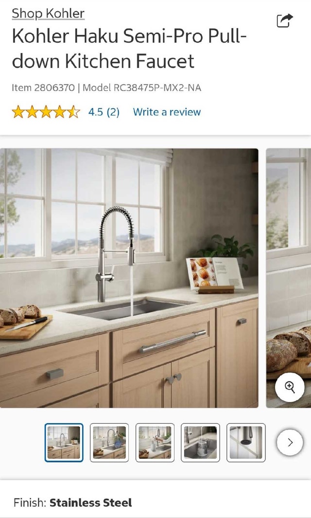 Kohler Haku Semi-Pro Pull-Down Kitchen Faucet - Brand New