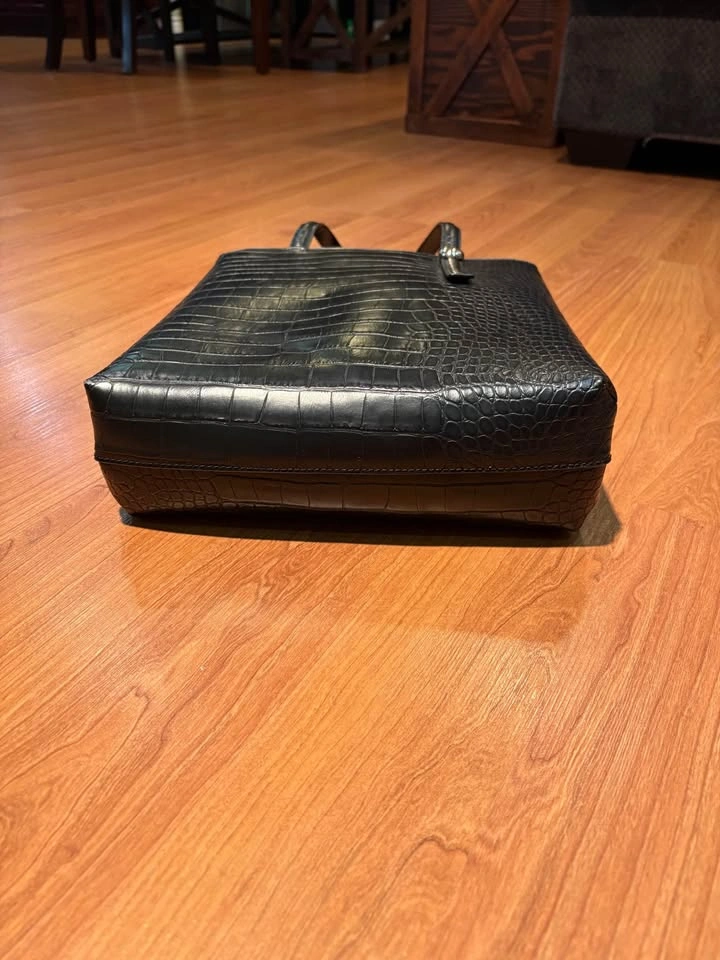 Zara Black Croc-Embossed Tote Bag - photo 2