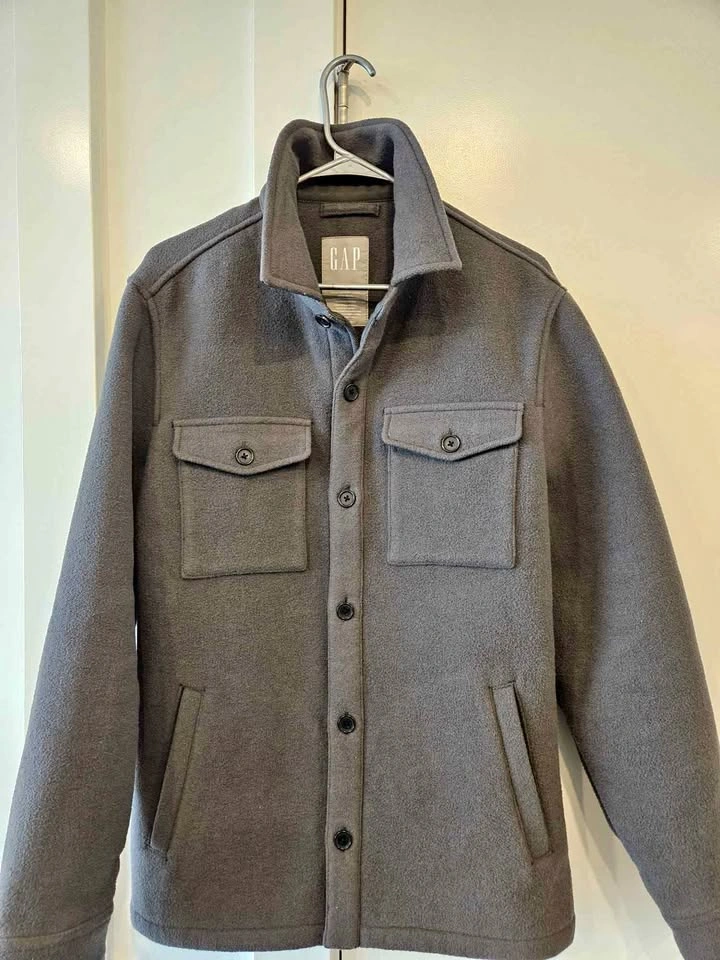 Uber Cool Grey Shacket from GAP (50% Wool)