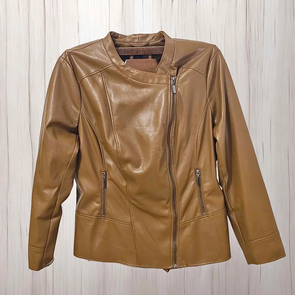 Stylish Alfani Brown Faux Leather Women's Jacket - Size 2X