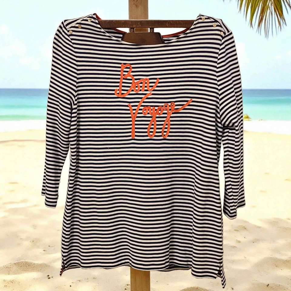 Charter Club Embroidered Striped Top - NWT - XL
