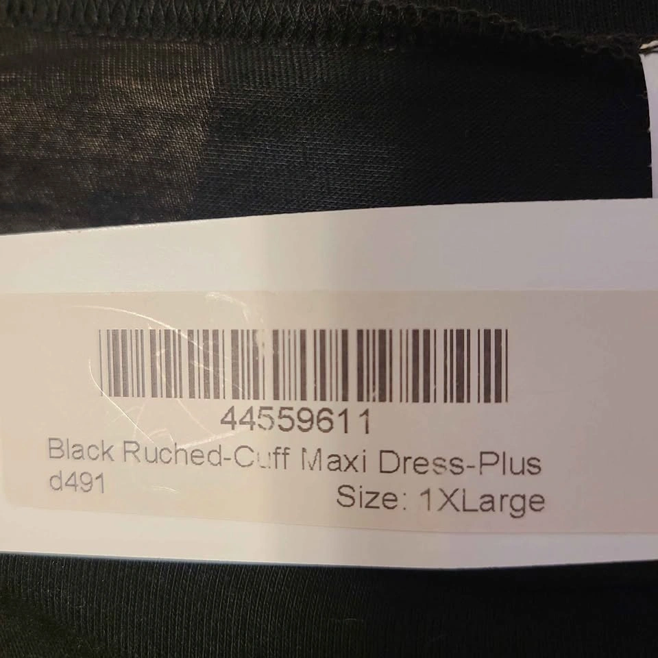 J Mode USA Black Ruched-Cuff Maxi Dress - Size 1X - photo 4