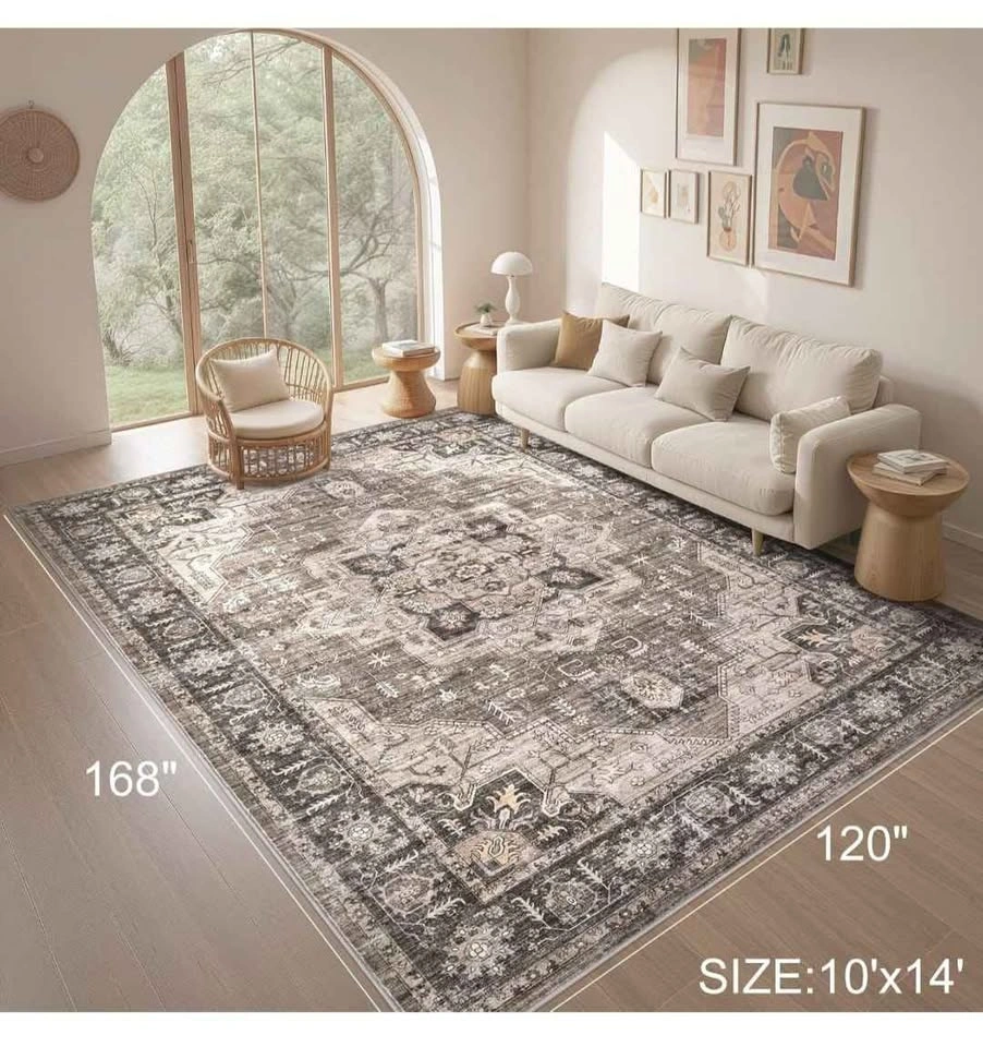 BRAND NEW Huge 10x14 Washable Area Rug - Dark Brown Oriental - photo 3