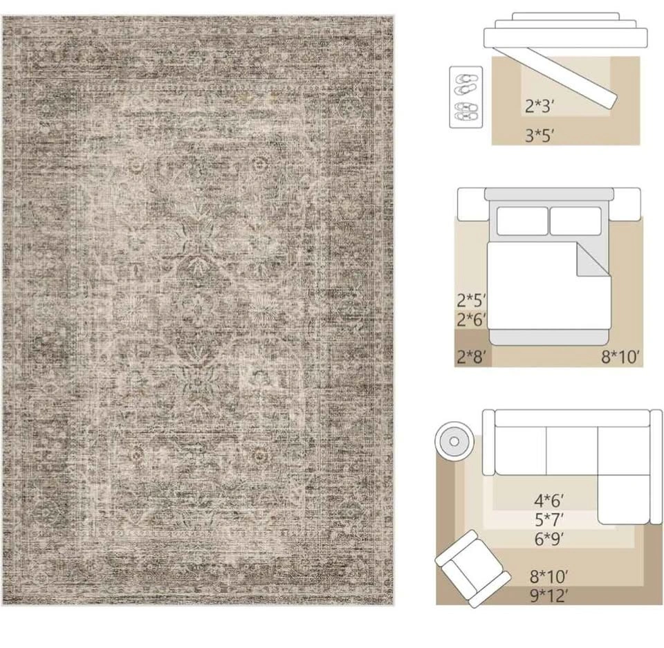 10x14 Distressed Vintage Rug ✨ NEW ✨ Neutral Brown & Grey - photo 5