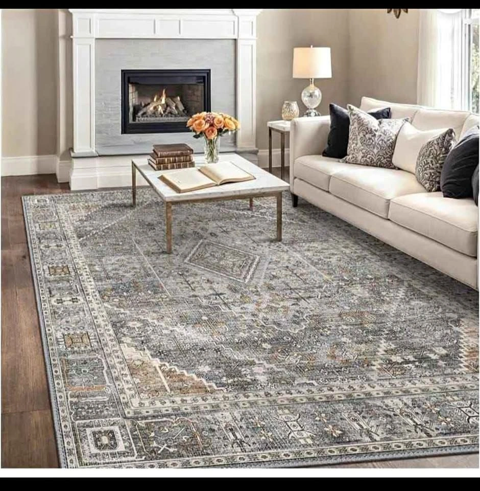 BRAND NEW 8x10 Area Rug - Machine Washable - Light Gray