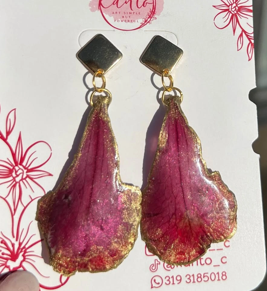 Petals Speak Earrings - Natural Dried Petals - photo 2