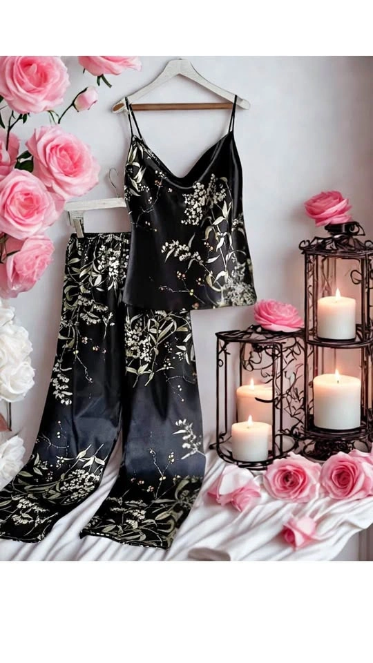 Floral Satin Pajama Set