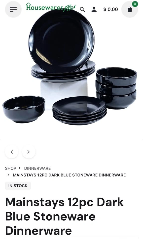 Mainstays 12pc Dark Blue Stoneware Dinnerware Set
