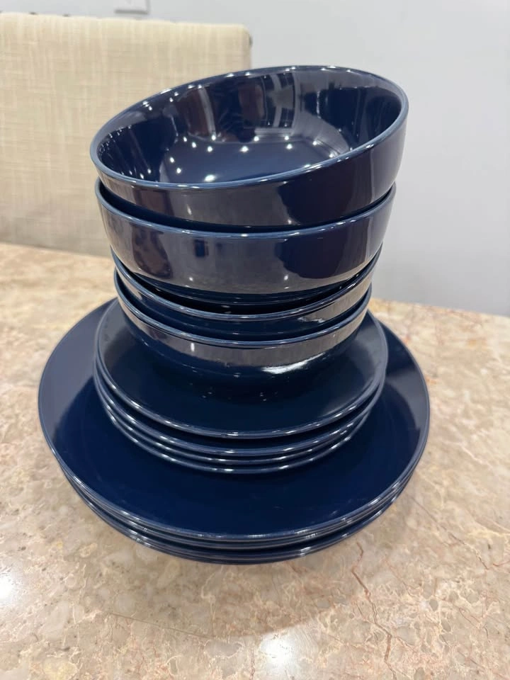 Mainstays 12pc Dark Blue Stoneware Dinnerware Set - photo 2
