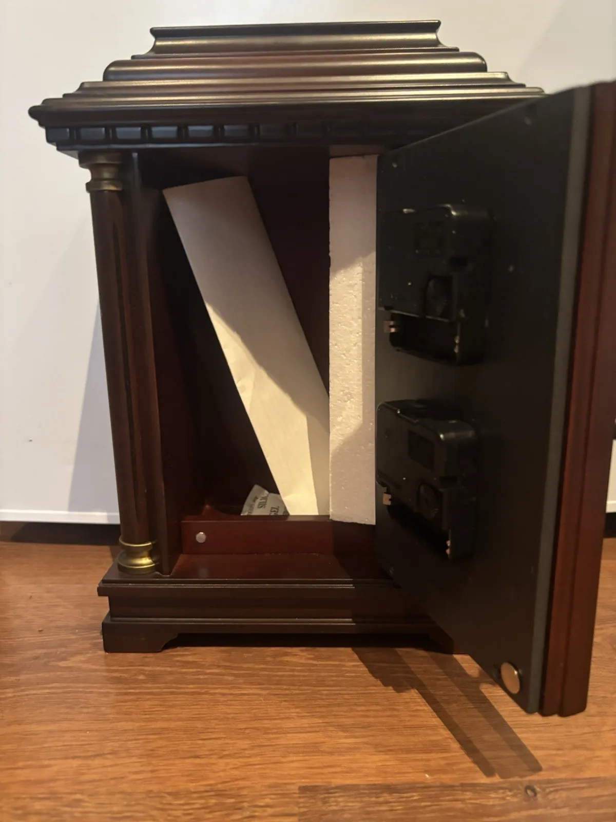 Bombay Cherry Wood Mantel Clock w/ Secret Storage - photo 2