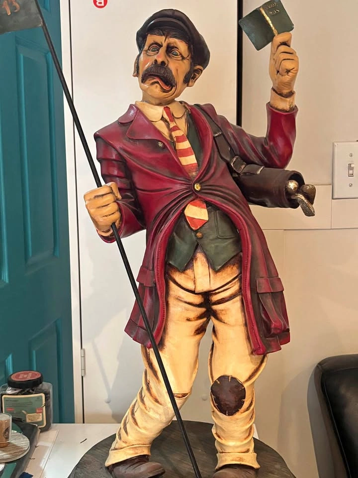 Large Vintage Peter Mook Golf Caddy Statue “Caddy Rules” Signed