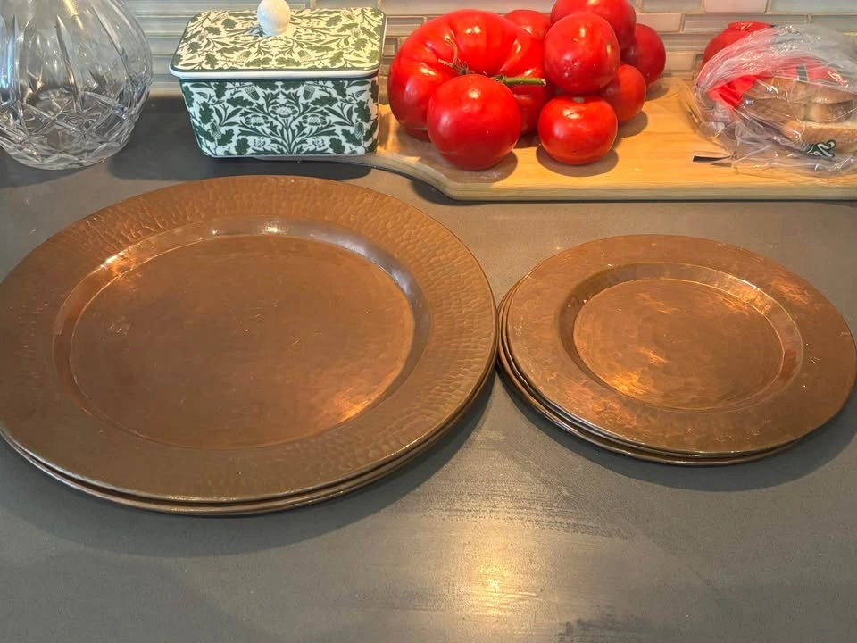 Vintage Hammered Copper Charger & Plate Set - 7pc - photo 2