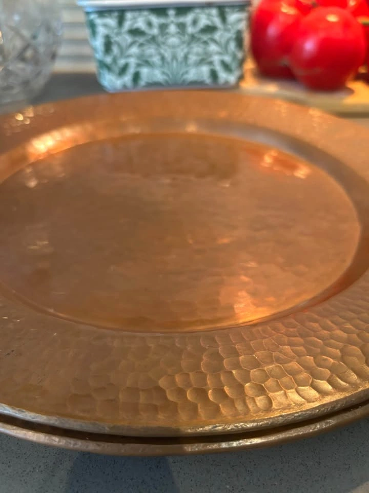Vintage Hammered Copper Charger & Plate Set - 7pc - photo 3